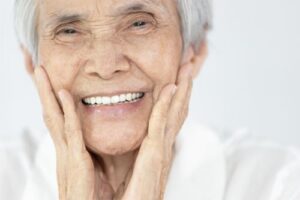 a smiling aging woman